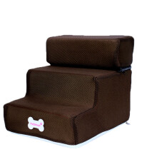 wileqep Folding Pet Stairs Cover 3 Steps Foldable Dogs Stair Cover For Small Dogs Removable Comfortable Non Slip Dog Ramp(Coffee)