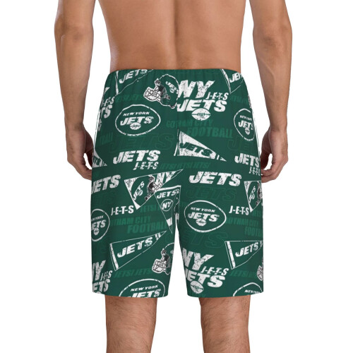 NYJ_Jets Ανδρικό Κοντό Παντελόνι Πιτζάμας με Αθλητικό Λογότυπο Ομάδας Ποδοσφαίρου 2