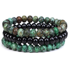 NANAHuang8mm Halvædelsten Perle Stabelbare Armbånd til Kvinder Mænd Krystalsten Strækbar Elastisk Armbånd Par Venskab Unisex Smykker