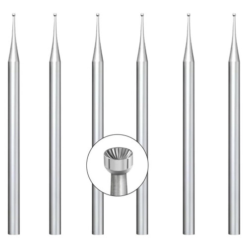 Conjunto de 6 brocas redondas de 1 mm para arredondar fios com haste de 3/32 polegadas, ideais para lapidação de joias.