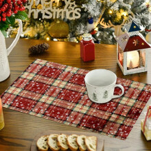 Quinlirra Tischsets für Weihnachten, Tischsets im Büffelkaromuster, hitzebeständig und abwaschbar, festliche Tischdekoration