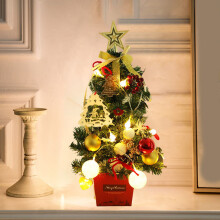 Gnobogi Mini Kerstboom 50 cm met verlichting, bureaudecoratie voor de feestdagen of raamdecoratie, batterijen niet inbegrepen (2 AA nodig)