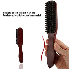 Bürste zum Glätten der Haare, Wildschweinborstenbürste, Haarbürste für Damen und Herren, Friseur- und Bartbürste, Dunkelrot