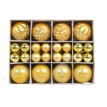 40 Stück farbig bemalte, runde Weihnachtskugeln aus PS-Kunststoff, einfach aufzuhängen, verschiedene Designs, farbenfrohe Dekoration, ideal für