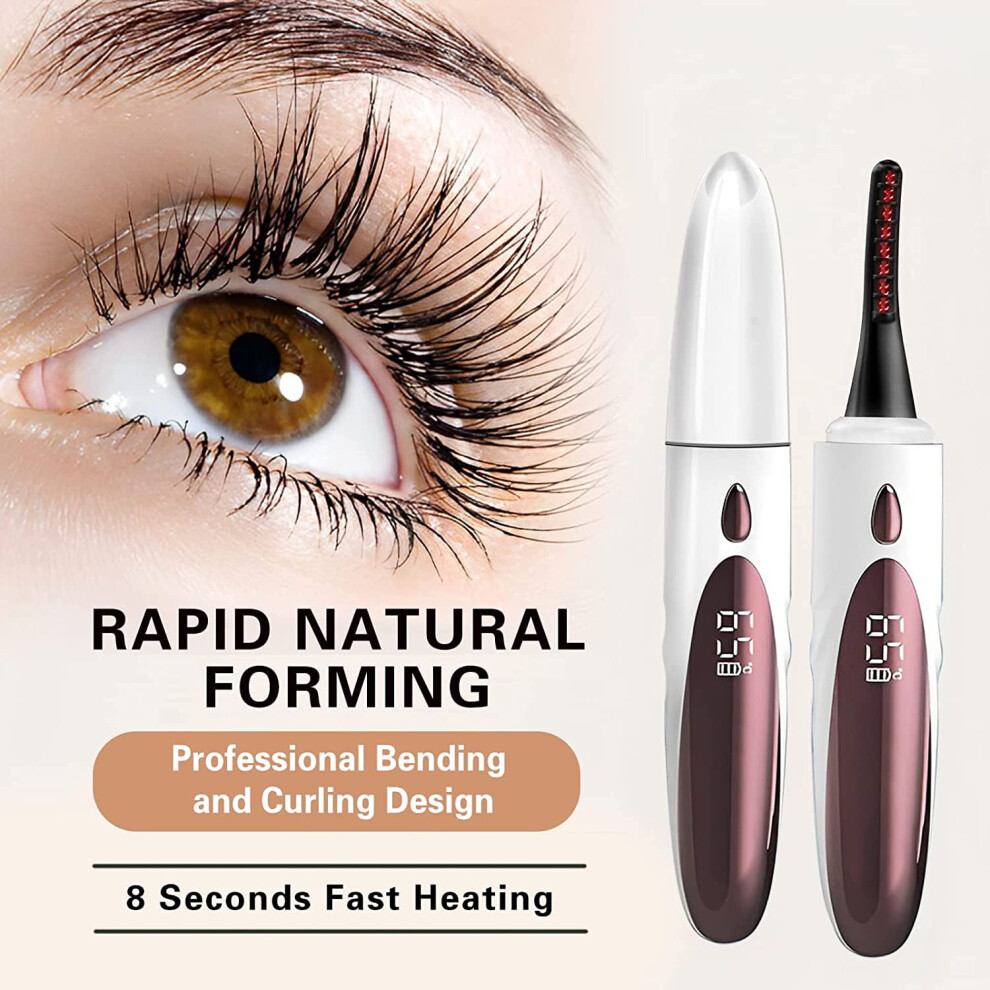 DERCLIVE Heated Eyelash Curlers, Rechargeable Electric Eyelash Curler with 4 Heating Modes Long Lasting Heated Lash Curler Natural Curling