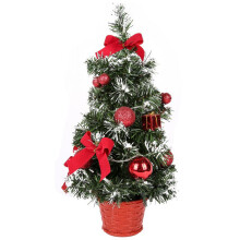 Jandel 40 cm rode kleine kerstboom met lichtjes, mini bureaudecoratieboom voor thuis, kantoor, winkel of bar (batterij niet inbegrepen)