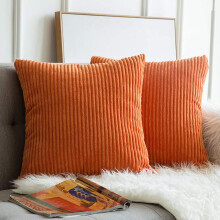 Yakbaofuo Orange Cord-Kissenbezug, einfarbig, Herbstdeko, 45 x 45 cm, passend zur Herbstdekoration für Couch, Sofa, Schlafzimmer, Auto