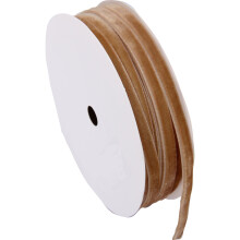 ThreadArt Tyndt Fløjlsbånd 1/4" - 5 Yard Rulle - Tan - Kompatibel med hobbyartikler, gaveindpakning, bryllupper, hårsløjfer, halskæder og