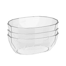 Set med 3 serveringsskålar i plast, genomskinliga blandningsskålar, plastskålar för sallad, snacks, popcorn, chips och dipp