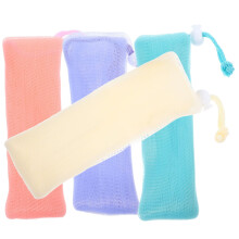 Mesh Soap Bag Set of 4 with Gentle Exfoliating Mesh and QuickDry Drawstring for Shower