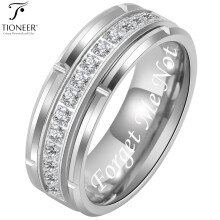 Tioneer Wolfram-Ehering mit 15 Zirkonia in Silber, Tioneer Schwarzgold, Tioneer 8mm Ring