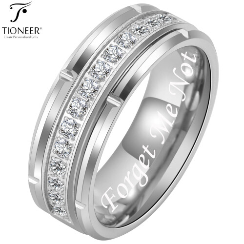 Βέρα Tioneer Tungsten με 15 κυβικά ζιρκόνια σε ασήμι Tioneer Μαύρο Χρυσό Δαχτυλίδι Tioneer 8