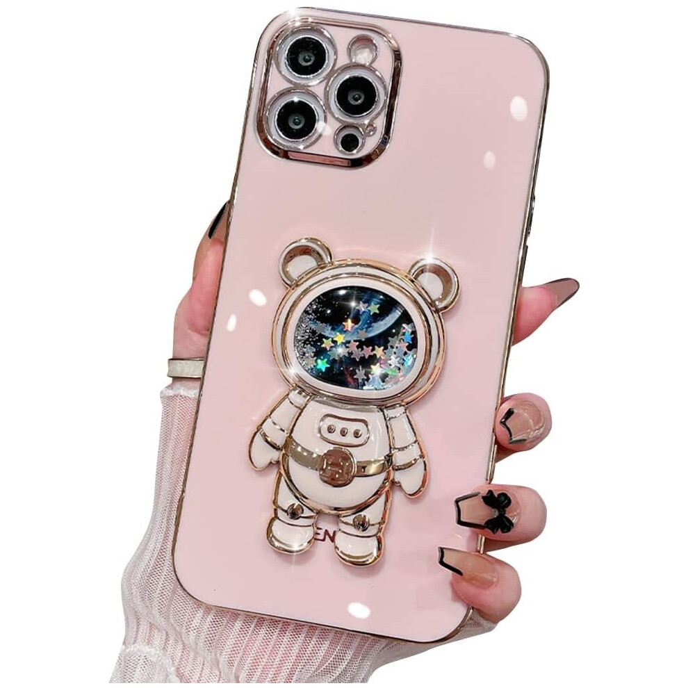 Compatible With Iphone Xs Max Case, Cute Astronauts Glitter Sparkle Bling Liquid Quicksand Electroplated Shockproof Cover With Stand (Pink) Pink 9395123471518