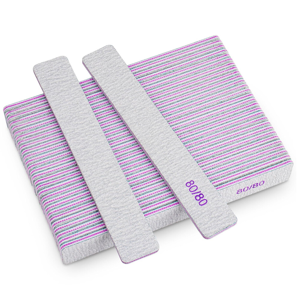 Nail File Set 30PCS 80/80 Grit Double Sided Emery Board for Acrylic Nails Salon Use