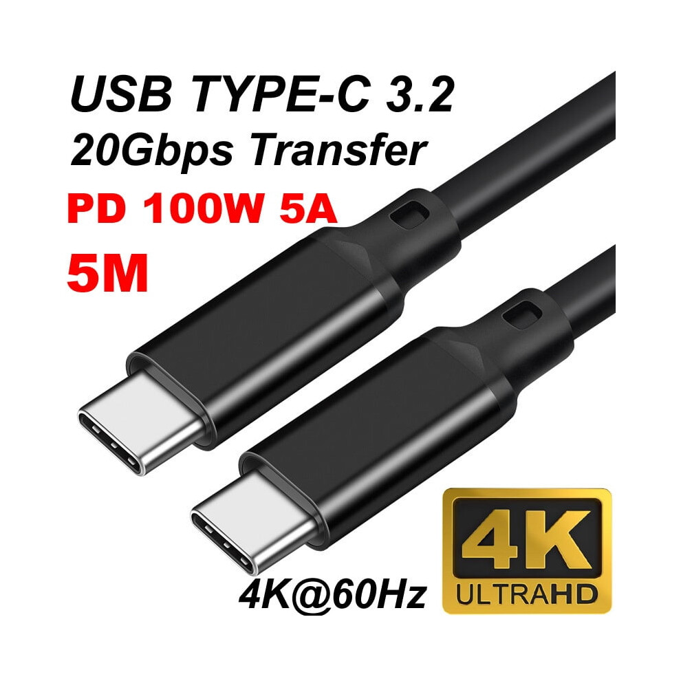 1/2/3/5M Usb Type-C 3.1/3.2 Gen 2*2 Male To Male Cable 20Gbps Otg Fast Charging Data Sync Transfer Pd 5A 100W 4K@60Hz Full Fun 9329345911835