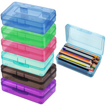 Djunllk Pennfodral 2 st, Transparent, Ljusfärgad, Hård Plast med Snäpplock, Stapelbar Organiserare för Konst, Hantverk, Markers