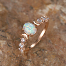 Delicate Moonstone Opal Ring Artificial Oval Cut Gemstone Handmade Jewelry Engagement Ring Jewelry for Women