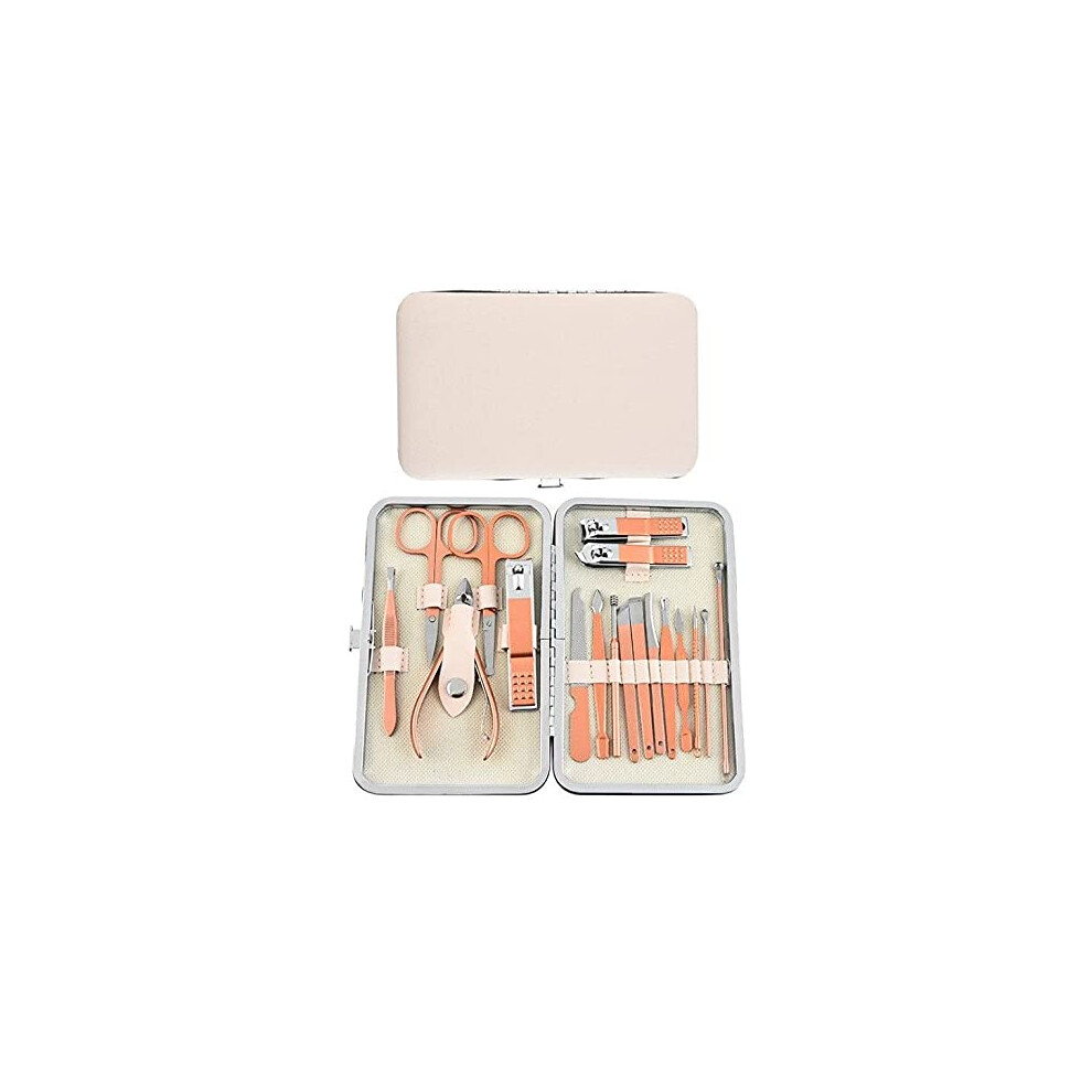 Nail Clippers Set 16Piece Stainless Steel Manicure Pedicure Kit with Gold Travel Case