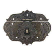 Vintage Jewelry Box Latch Bronze Flower Pattern 92x73mm Durable Zinc Alloy with Screws
