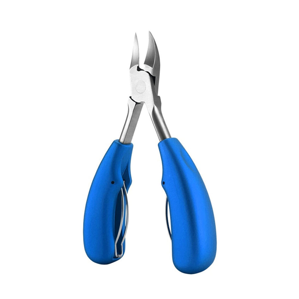 Blue Professional Toenail Clippers For Thick And Ingrown Nails, Stainless Steel Pedicure Nippers