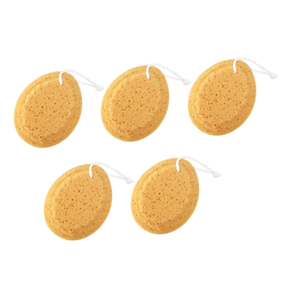 Brown 5Pcs Honeycomb Bath Sponge Gentle Exfoliation Biodegradable Shower Sponge With Hanging Rope