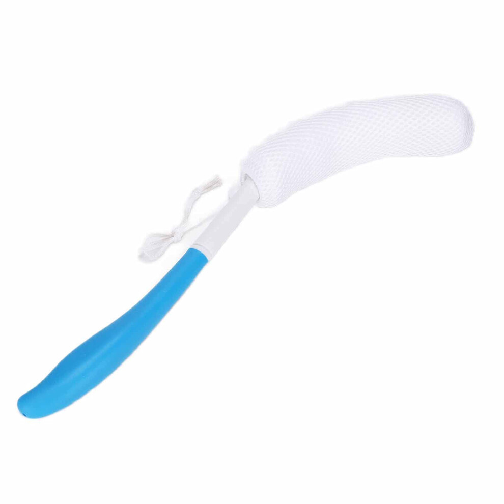 Long Handle Bath Brush with Soft Sponge, Curved Back Scrubber for Elderly, Detachable Head