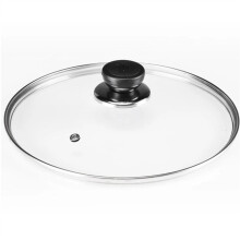 Tempered Glass Pan Lid 34cm with Steam Vent, HeatResistant Silicone Rim and CoolTouch Handle