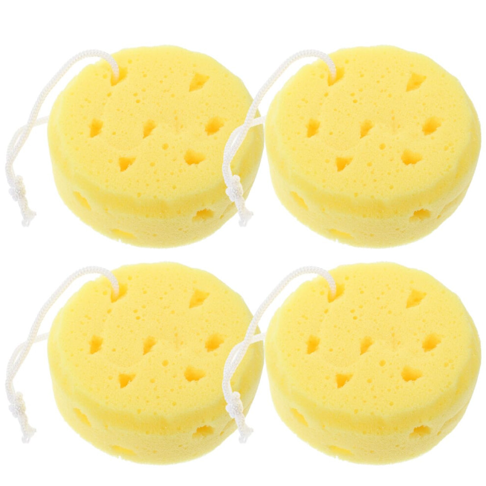4pcs Bath Sponge and Shower Loofah Set, DualSided Exfoliating Body Scrubber with Lanyard for Smooth Skin