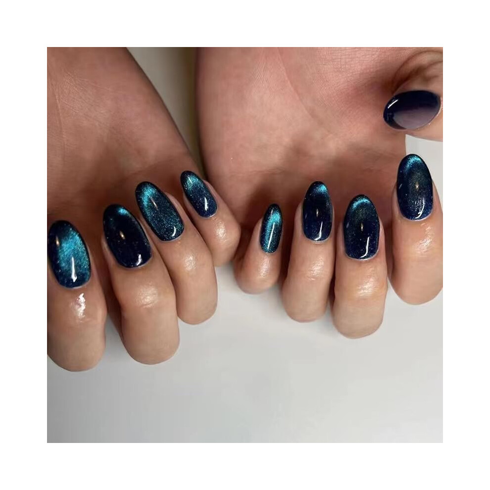 Press on Nails Short Almond French Tip Fake Nails 24pcs Long Lasting Reusable Stick On Nails