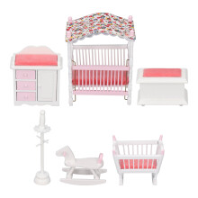Muebles para casas de muñecas, accesorios en miniatura para casas de muñecas con litera y escalera, juego de dormitorio de madera ecológico y no