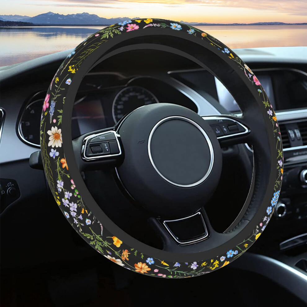 Neoprene Steering Wheel Cover 15 Inch Floral Print Nonslip Grip Universal Fit For Cars And Trucks 9044945912494