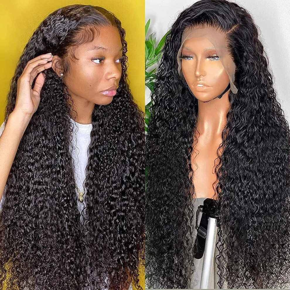 Unisex Black Human Hair Lace Front Wig, Transparent Glueless Frontal, Pre Plucked Baby Hairline, Brazilian Wigs For Women, Unice - Clearance Sale