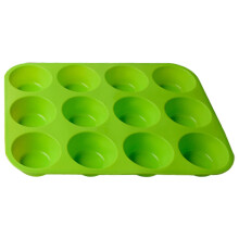 WNFJR Fødevaregodkendt silikone bageform med 12 hulrum til muffins og cupcakes - Non-stick, varmebestandig, tåler opvaskemaskine og nem opbevaring