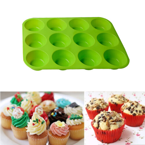 Ταψί ψησίματος για μάφιν και cupcakes WNFJR από σιλικόνη τροφίμων, 12 εσοχών - 1