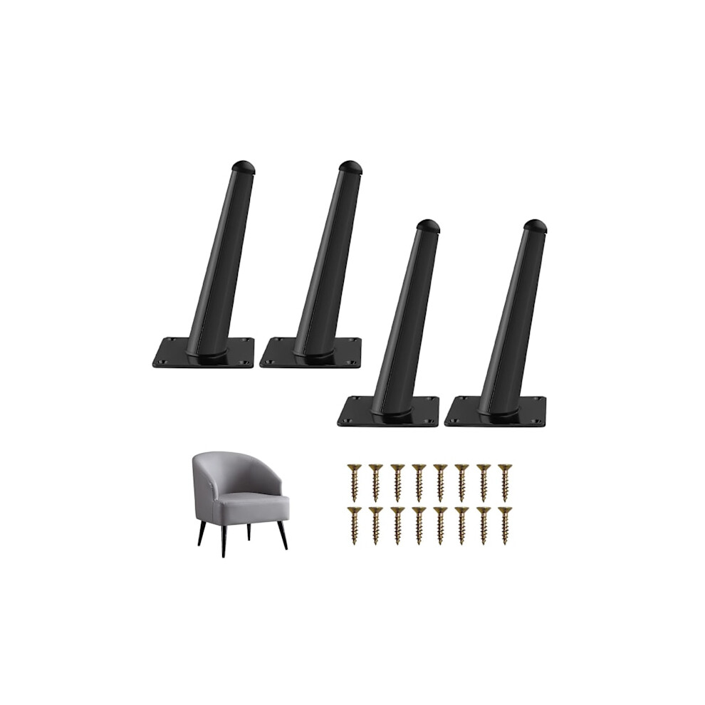 Metal Furniture Legs 15Cm Black, Compatible With Sofa Table Cabinet Bedside, Oblique Conical Replacement Feet With Screws 9164030359819