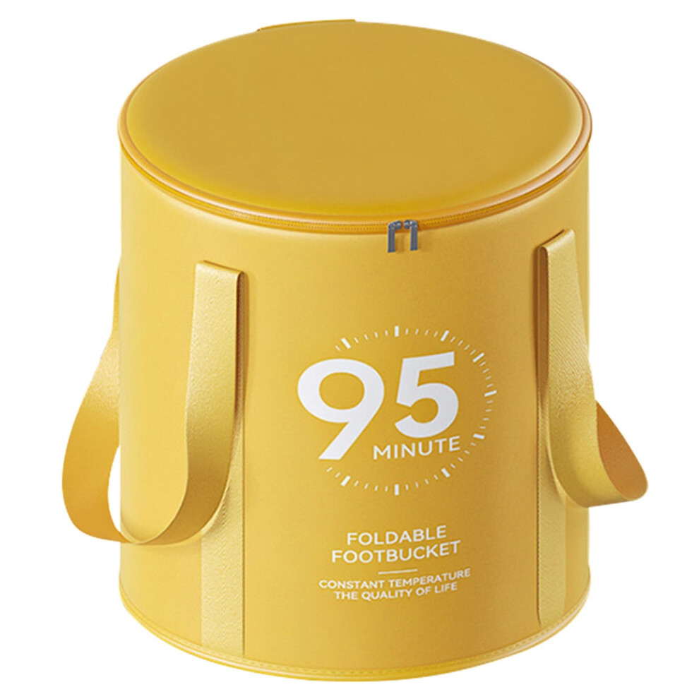 Yellow Foot Bath Tub Foldable Waterproof Pvc With Calf Coverage 37Cm Travel Spa Soak