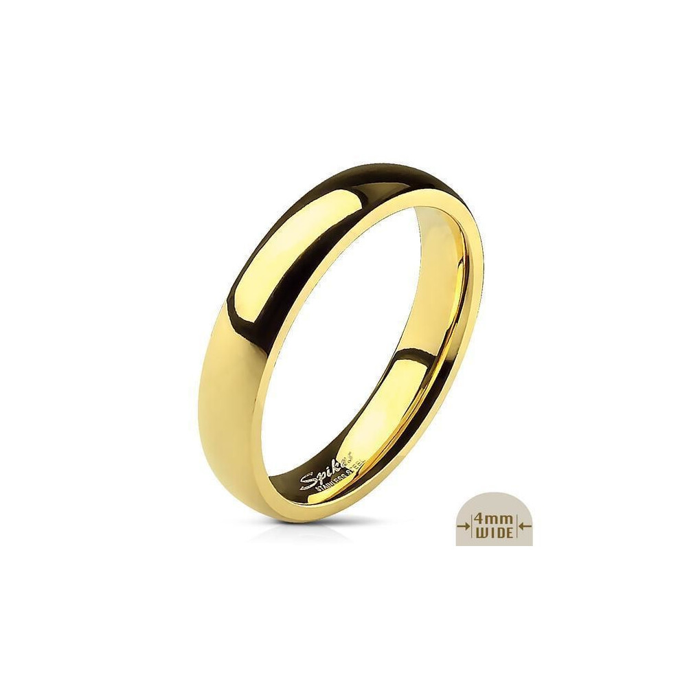 4 Mm. Wide Smooth Convex Ring In -Plated 316L Steel Size 8 = 18.14 Mm. In Diameter Gold 9164030360556