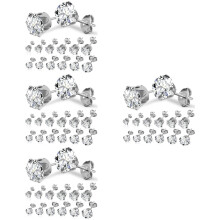 48 pares de pendientes de acero inoxidable para mujer con circonitas cúbicas. Pendientes de moda. Regalos de joyería.