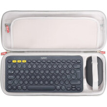 Estojo de transporte à prova de choque compatível com o conjunto de teclado sem fio Logitech K380 + mouse M355 Pebble, com bolso de malha.