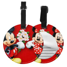 Aranyos Mickey egér poggyászcímkék bőröndökhöz, 1 db-os csomag aranyos szilikon poggyászcímke névkártyával, vicces bőröndcímke