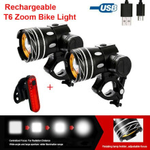 Z30 15000lm T6LED Fahrradlicht/Fahrradbeleuchtungsset, USB-wiederaufladbar, wasserdicht, zoombar, 2 Frontleuchten +056