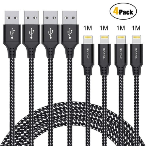 Compatibel met iPhone-oplaadkabel, 4-pack 3ft/1m Lightning-kabel van nylon CDQ