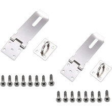 Deursloten van 7,6 cm (3 inch) met sluiting, roestvrijstalen veiligheidssluiting inclusief schroeven, geborstelde afwerking, 2 stuks
