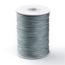 1 Rolle koreanisches gewachstes Polyesterkordel, grau, 1 mm, ca. 85 Yards/Rolle