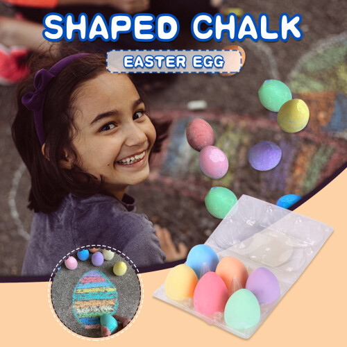 ESULOMP Easter Children Eggs Sidewalk Chalk 6 Colors Eggs-Shaped 1