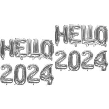 2 sett med ornamenter, festoppsett, rekvisitter, nyttårsballong, Hallo2024, ballonger, nyttårsballong for 2024