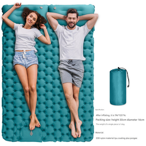 Self-inflating camping mattress: thick, lightweight double pad, compatible with compact & fixed setups - Navy-2 1
