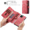 Capa de couro com zíper compatível com Samsung S21 vermelho 3