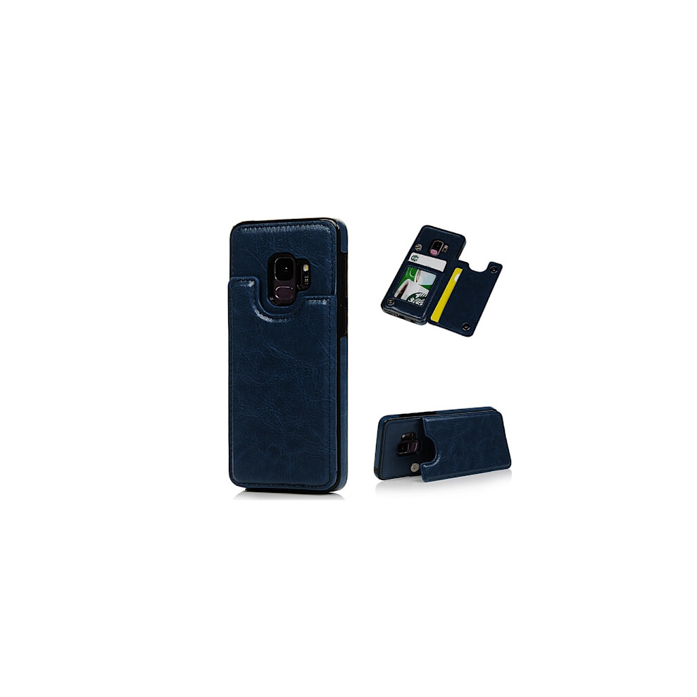Stylish Wallet Case (M-Safe) For Compatible With Samsung Galaxy S9 Blue 9164030498693