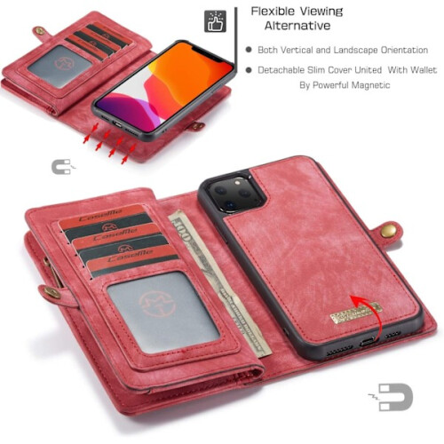 Capa de couro com zíper compatível com Samsung S21 vermelho 1